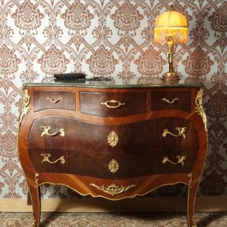 SPLENDID GRAND CHIFFONNIER COMMODE STYLE BAROQUE LOUIS XV PLATEAU EN MARBRE E8-3